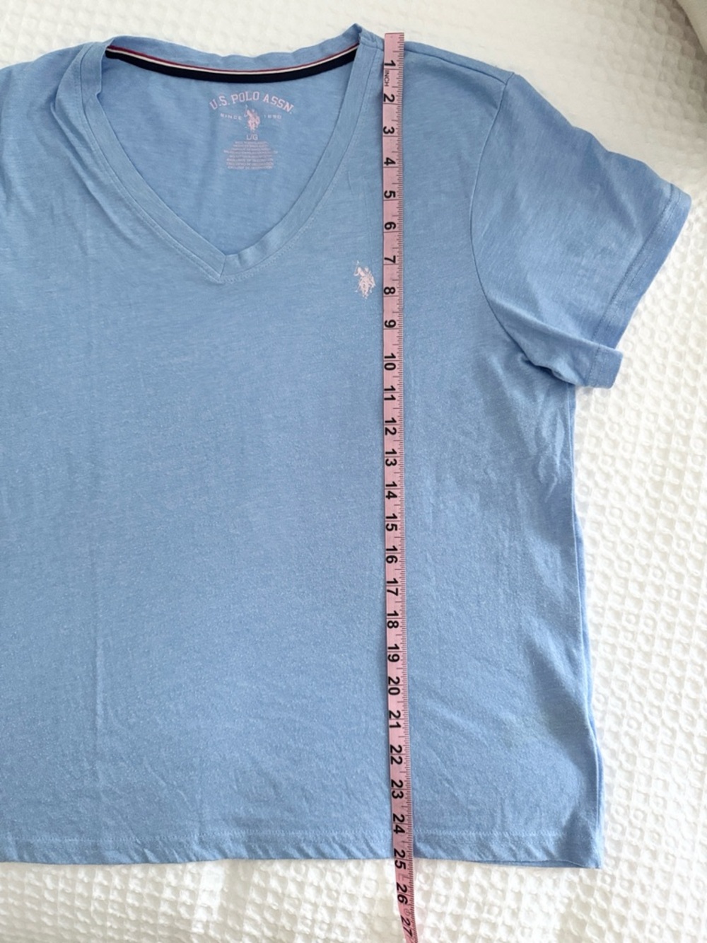 U.S. Polo Assn. Light Blue V-Neck Top with Blue & White Striped Pajama Pants - Picture 8 of 12